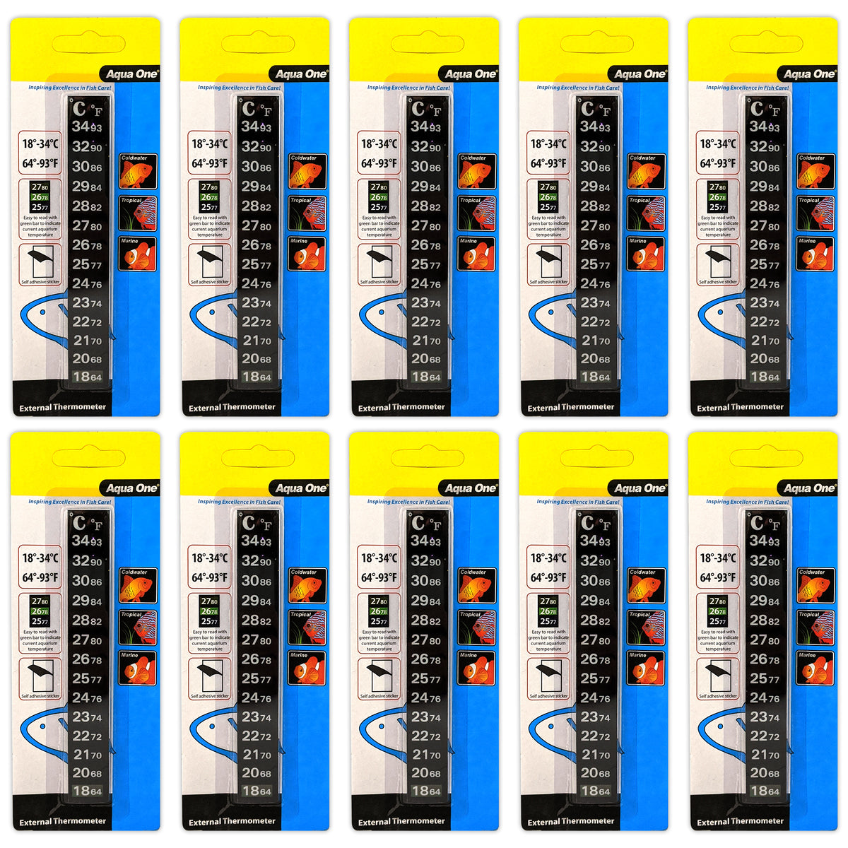 Aquarium LCD Stick On Thermometer Strip Fish Tank Digital Temperature