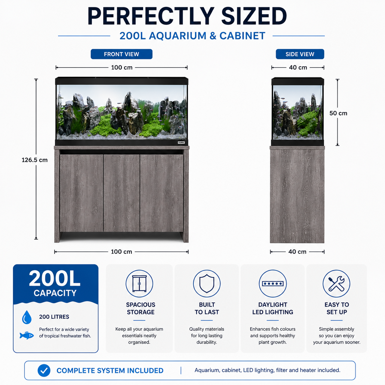 Fluval Roma 200 BT LED Aquarium & Cabinet