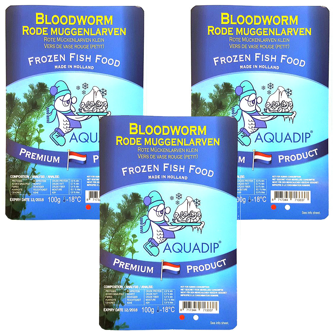 Aquadip Frozen Bloodworm 100g Blister Pack x3