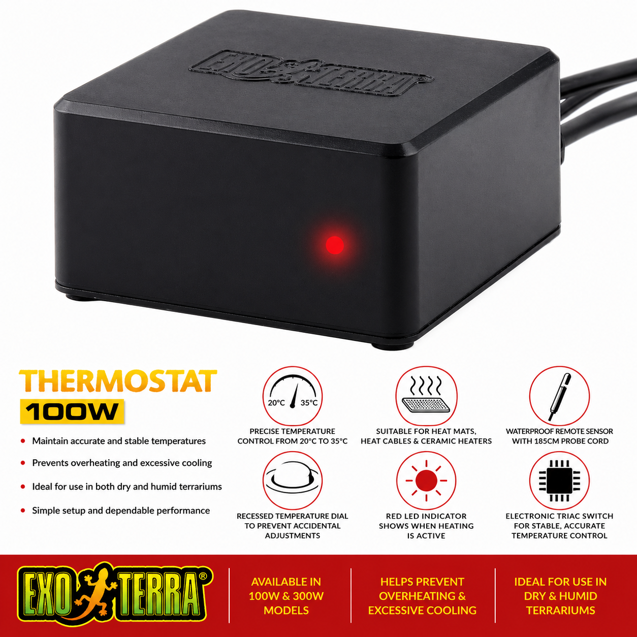 Exo Terra ON/OFF Thermostat 100W/300W with Sensor