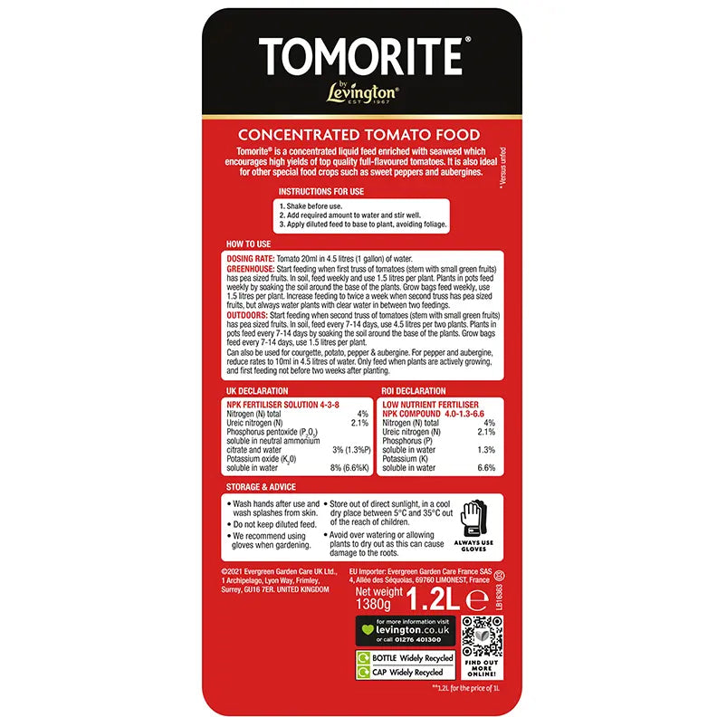 Levington Tomorite 1L +20% FREE ( 1.2L) Tomato Food