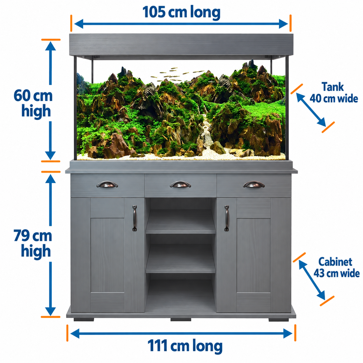 Fluval Shaker 252L Aquarium & Cabinet - Slate Grey
