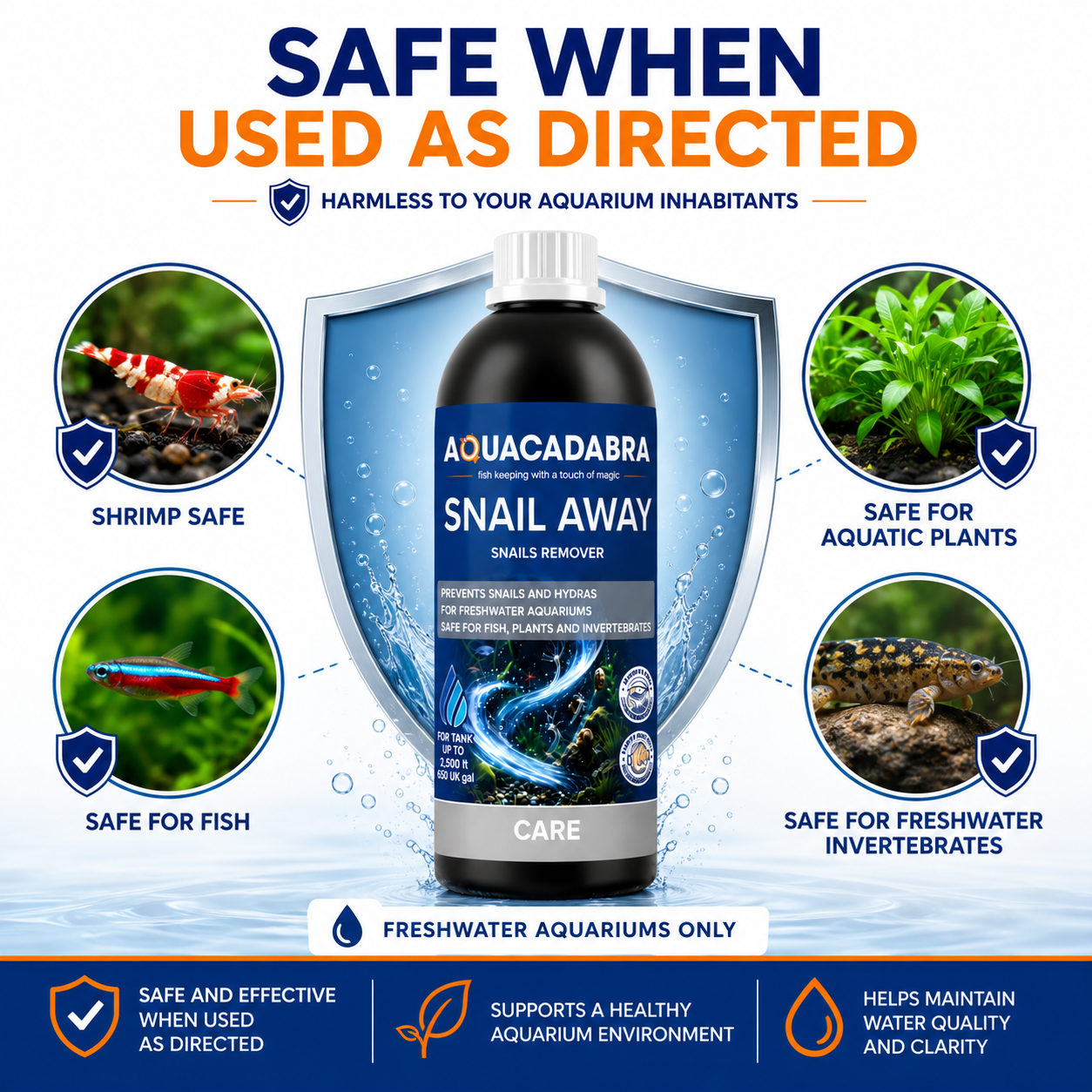Aquacadabra Snail & Hydra Control Freshwater Aquarium Treatment 250ml 500ml