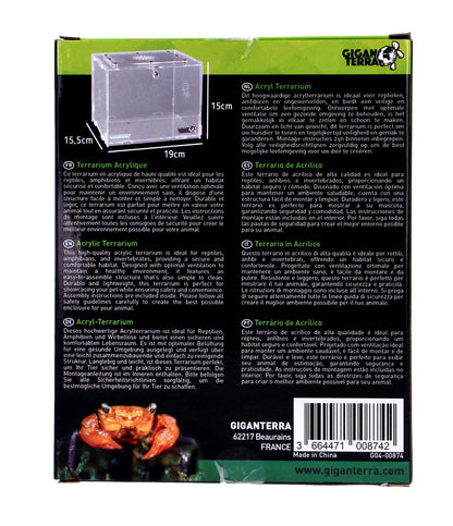 GIGANTERRA Easy Assemble Acrylic Clear Terrarium For Reptiles 