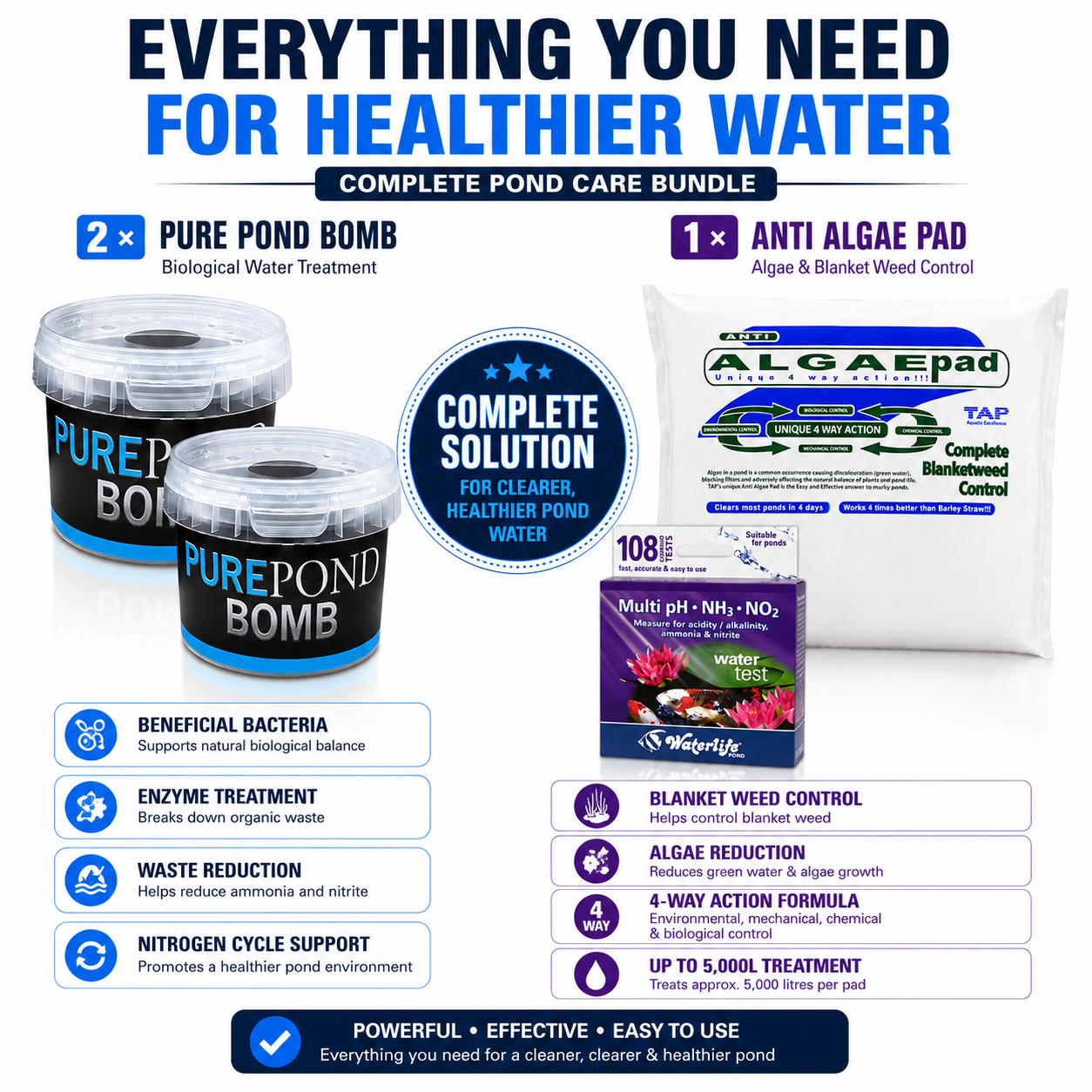 Healthy Pond Water & Algae Control Bundle for Koi and Garden Ponds