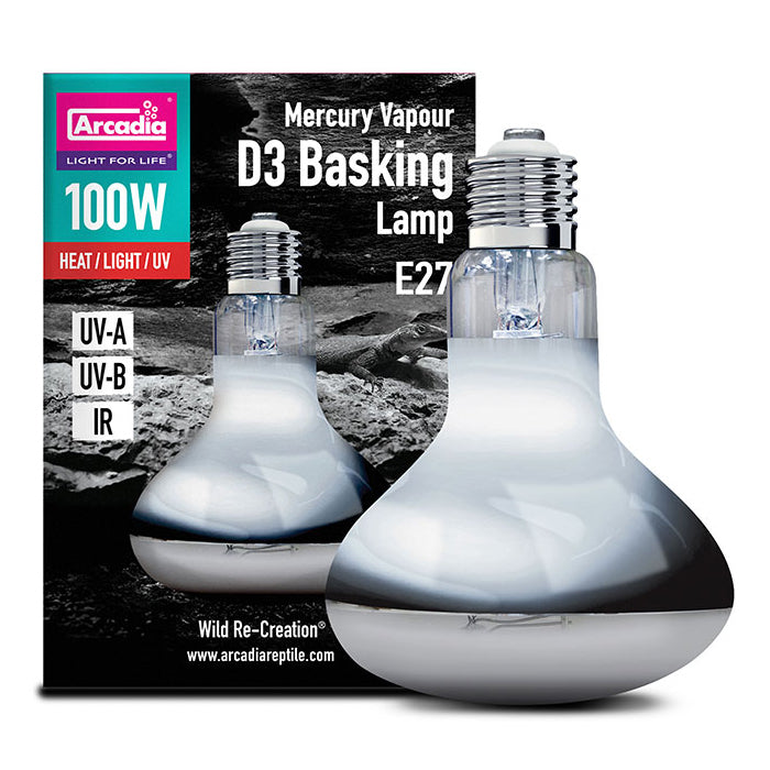 Arcadia Reptile D3 UV Basking Bulb Heat Lamp UVA UVB 100W