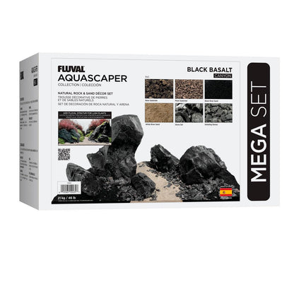 Fluval Black Basalt Stone Rock Aquarium Fish Tank Aquascaper Mega Kit