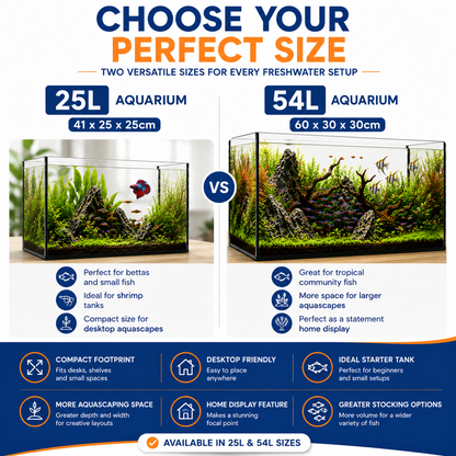 Aquael 25L Glass Aquarium Fish Tank - 41x25x25cm
