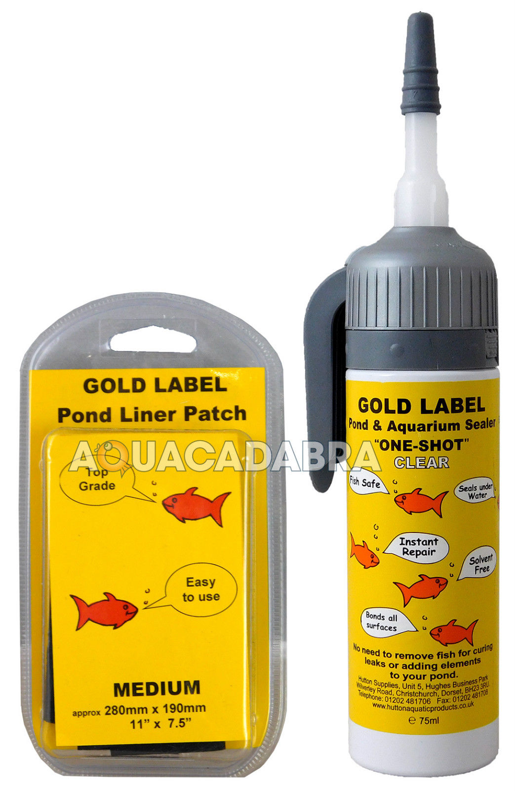 Gold Label Pond Liner Repair Kit Medium Patch Sealant Black Clear