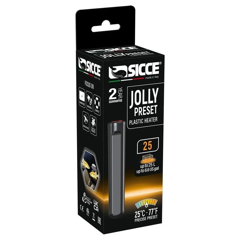 Sicce Jolly Preset Aquarium Heater 25W Tropical Fish Tank Nano Heater
