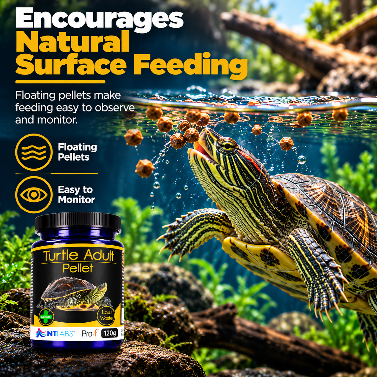NT Labs Pro-F Turtle Adult Food 120g Floating Pellets Aquatic Terrapin