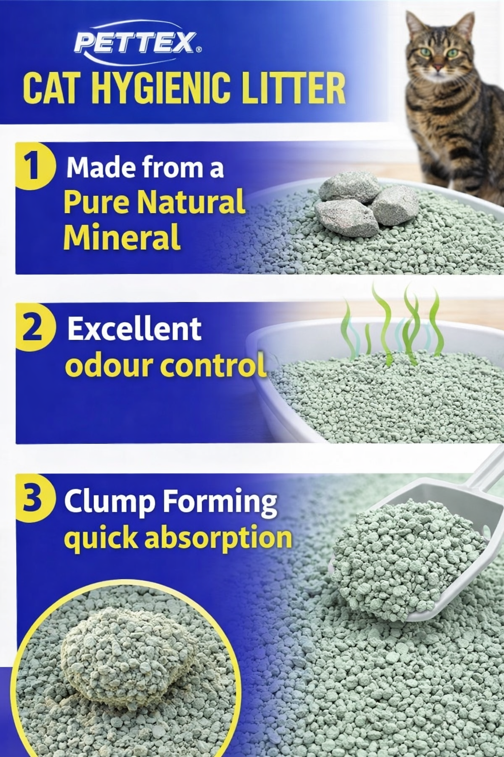 Pettex Premium Hygienic Clumping Cat Litter 10kg/20kg