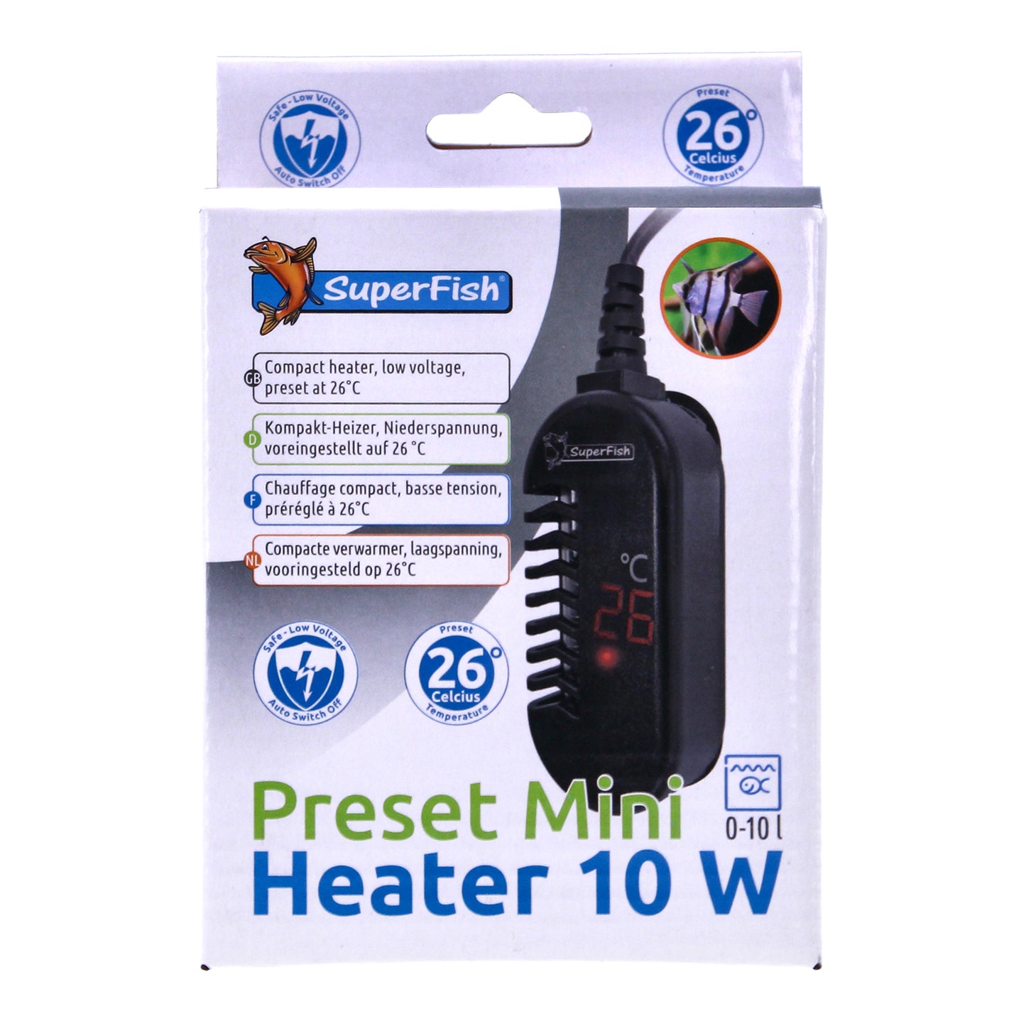 Superfish Preset Mini Aquarium Heater 10W & 25W – 26°C