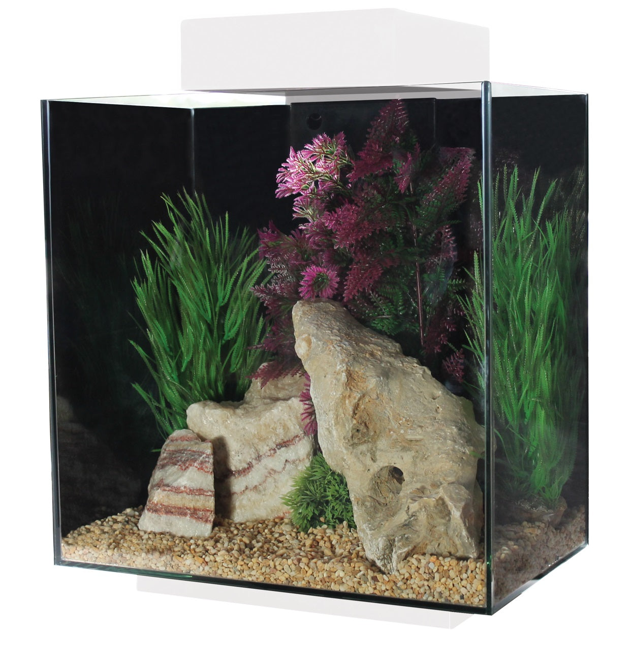 AquaOne Aquarium Platform 37 White With Filter and Led Light 