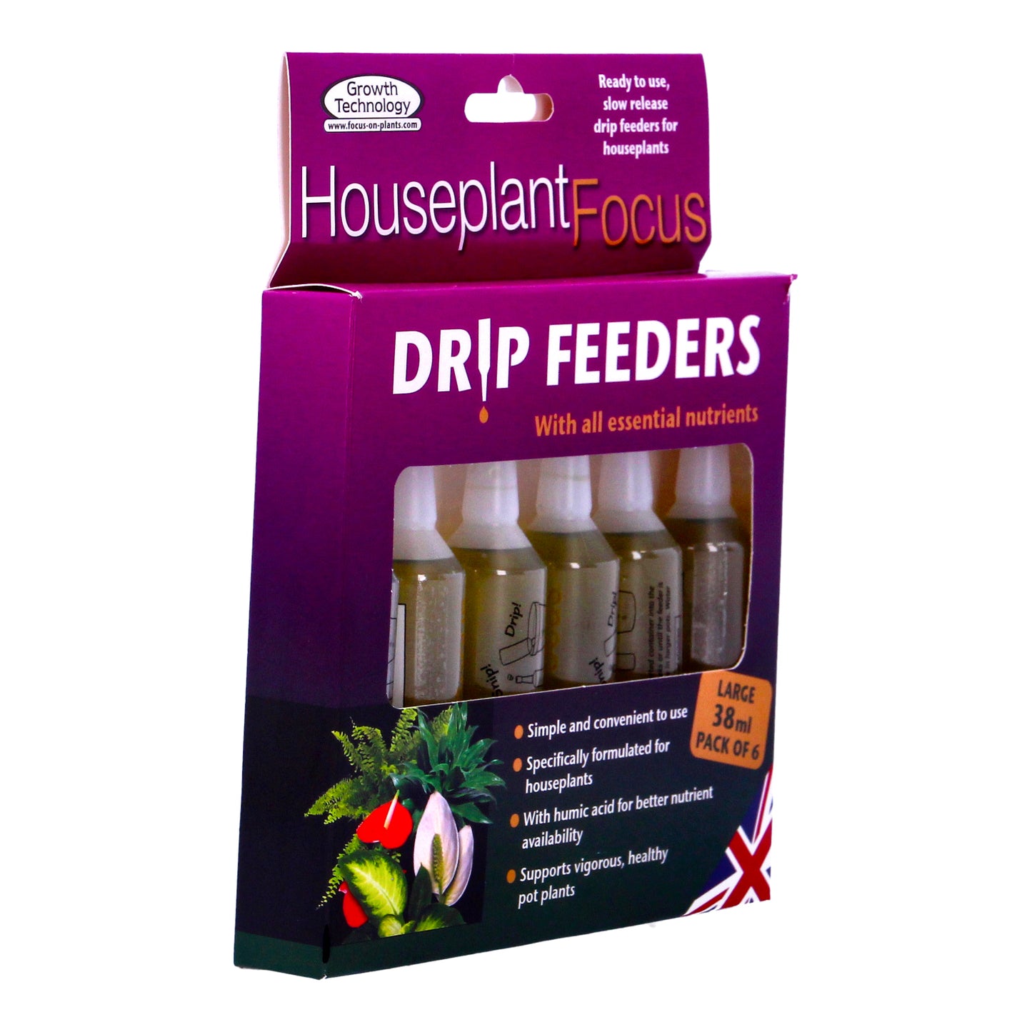 Growth Technology Houseplant Focus Drip Feeders 38ml 6 pk 