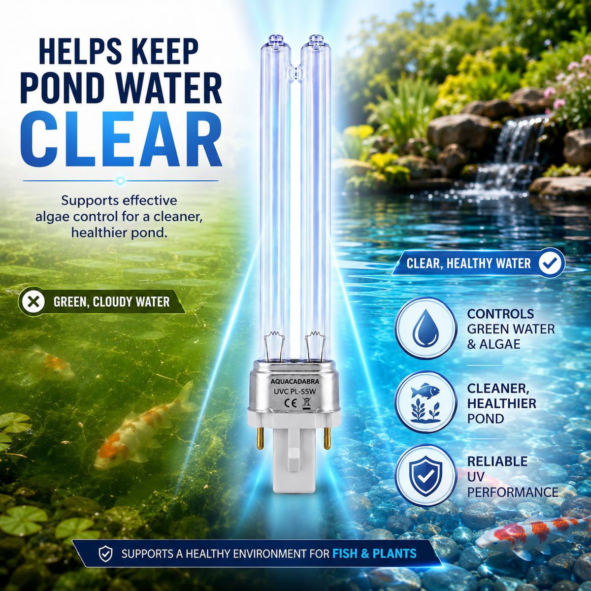 Aquacadabra PLS UV Replacement Bulbs 2 Pack Pond Clarifier 5W 7W 9W 11W