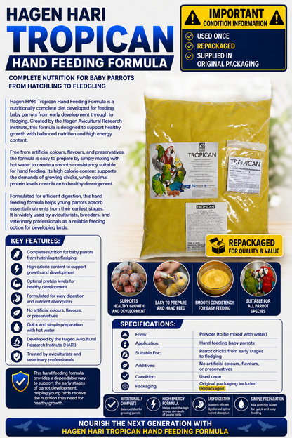 Hari Tropican Hand Feeding Formula 5kg Repackaged