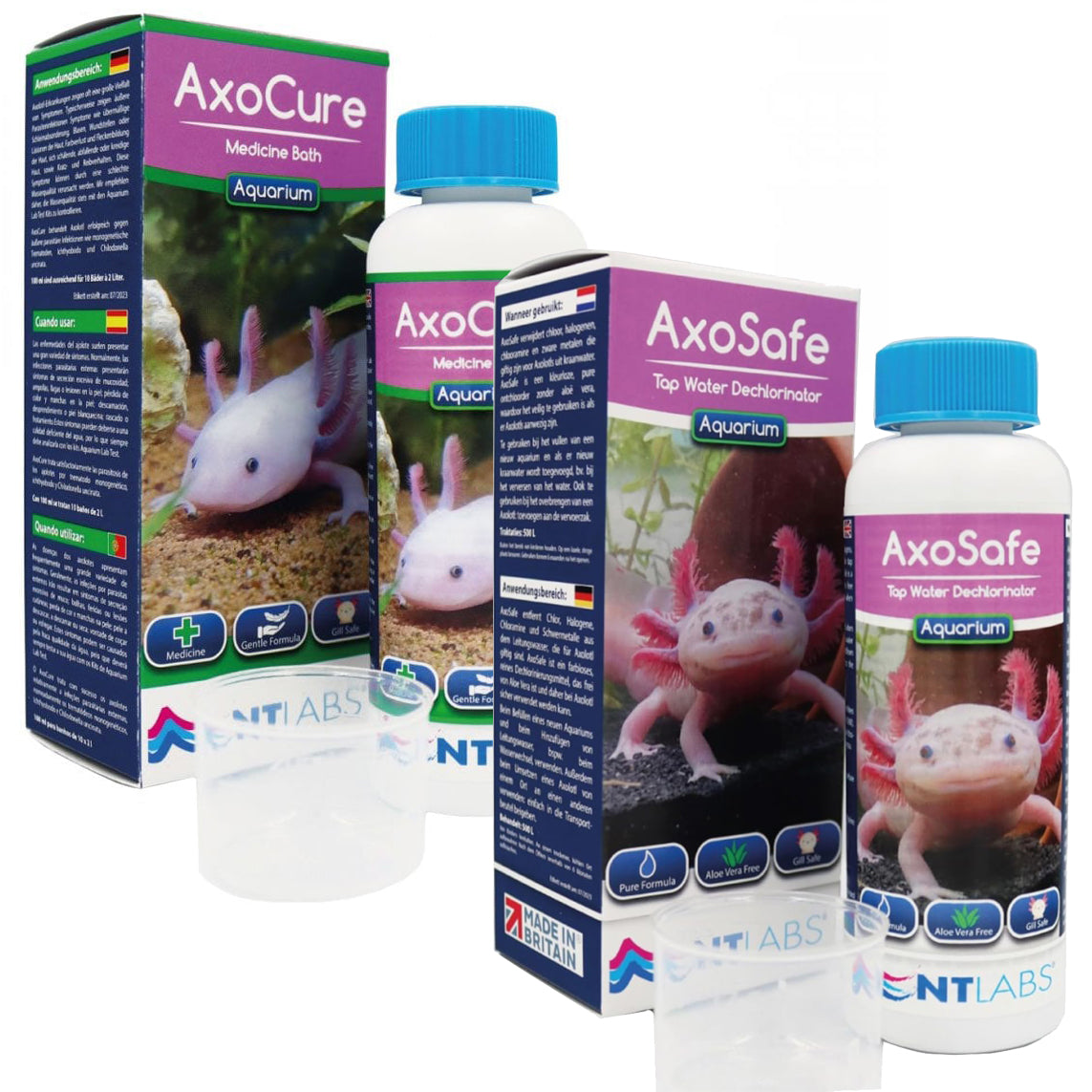 NT Labs AxoSafe & AxoCure 100ml Axolotl Water Conditioner Parasite Treatment