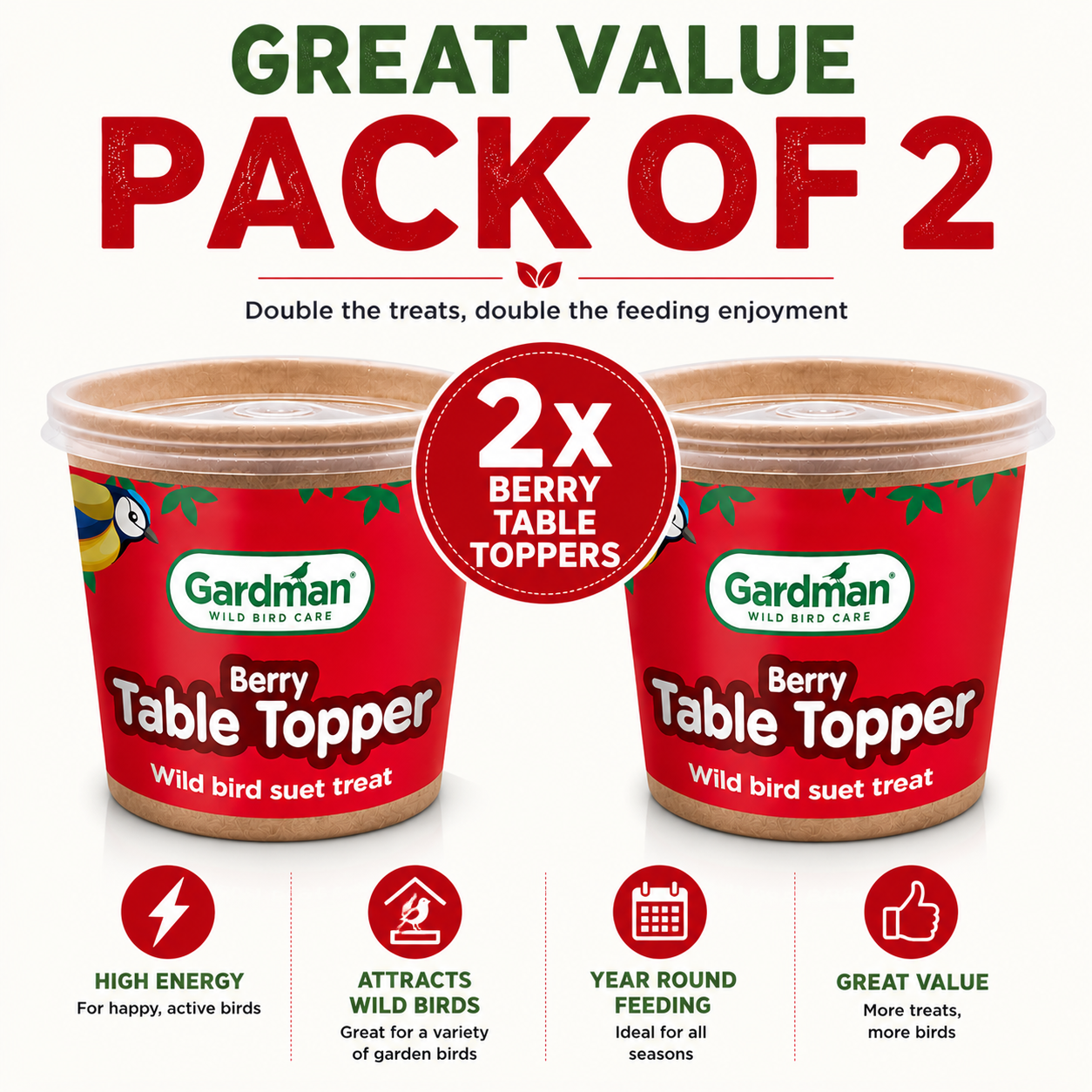 Gardman Table Toppers Berry High Energy Wild Bird Treats Food