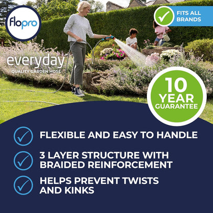 Flopro Everyday Weather Proof 15m/30m/45m Garden Watering Flexibe Hose