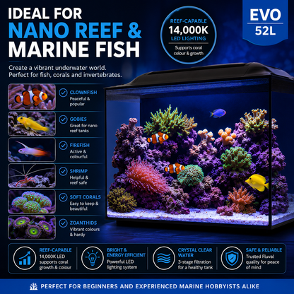 Fluval Sea Evo 52L Marine Saltwater Aquarium Kit with LED Lighting and Pump