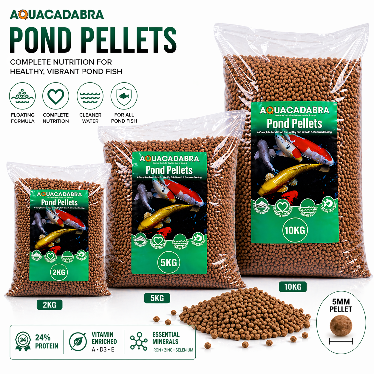 Aquacadabra Floating Premium Fish Food 5mm Pond Pellets