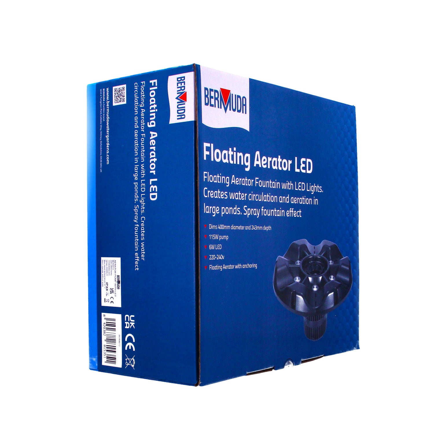 Bermuda Floating Pond Aerator Fountain with LED Lights 115W