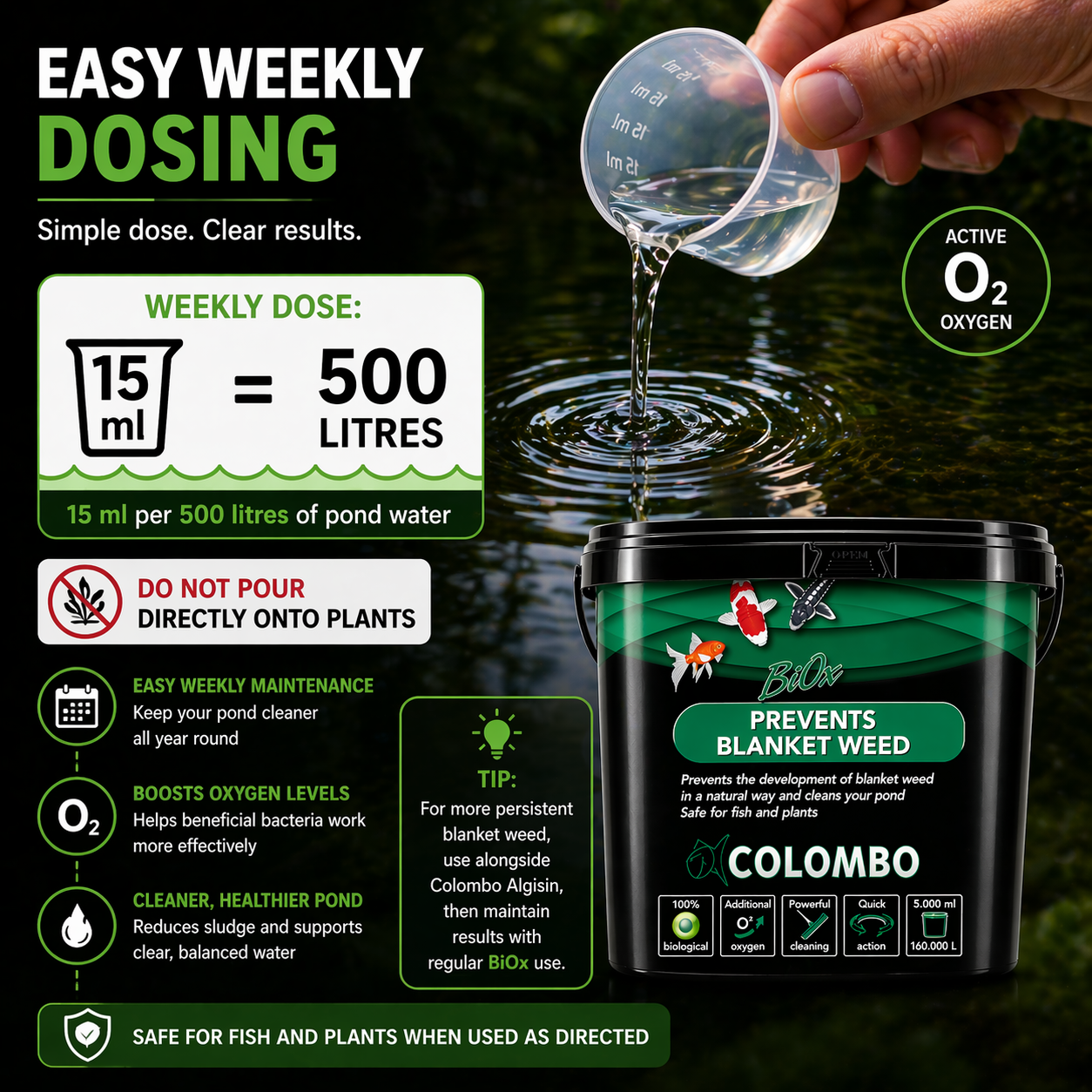 Colombo BiOx Pond Blanket Weed Treatment & Oxygen Booster - Clear Water Care