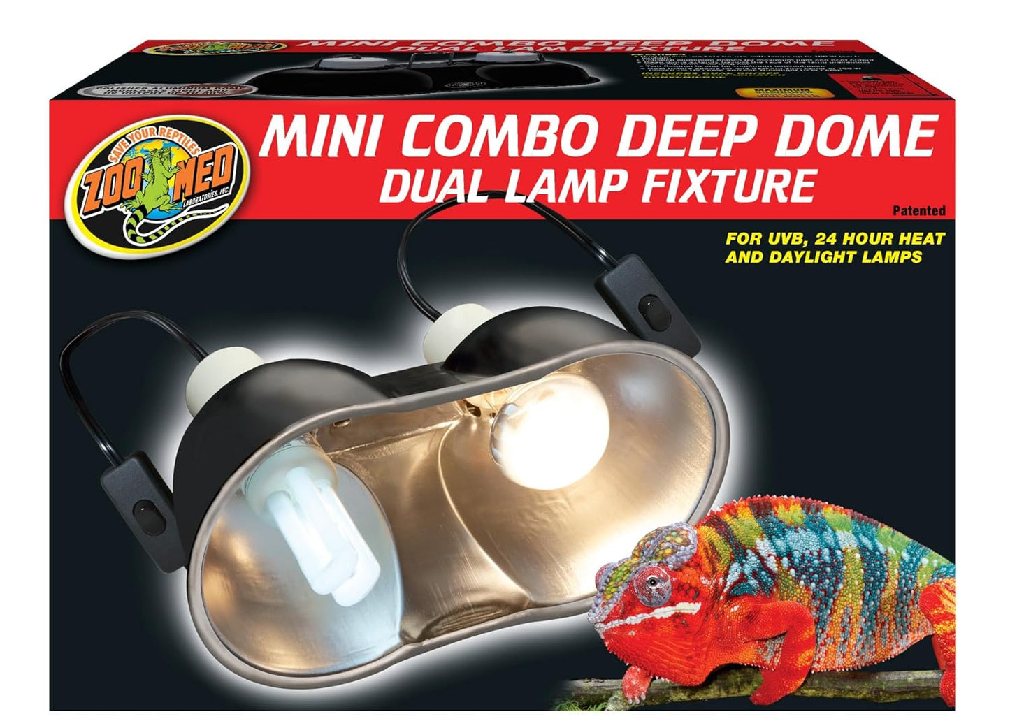 Zoo Med Combo Mini Deep Dome Clamp Lamp Fixture 2 x 5-1/2 Inch Deep Domes