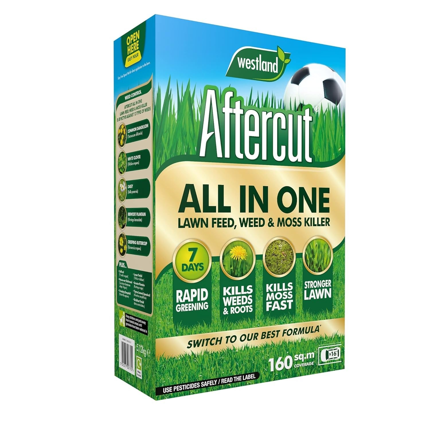Aftercut All in One Lawn Feed, Weed and Mosskiller 160m2 Box x 5