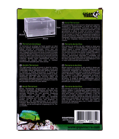 GIGANTERRA Easy Assemble Acrylic Clear Terrarium For Reptiles 
