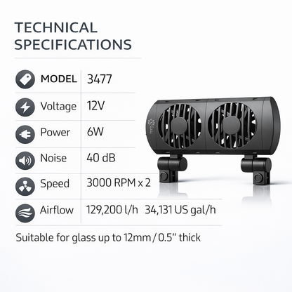 TMC Aquarium Cooling Fan System Fish Tank Cooler with Thermostat 12V