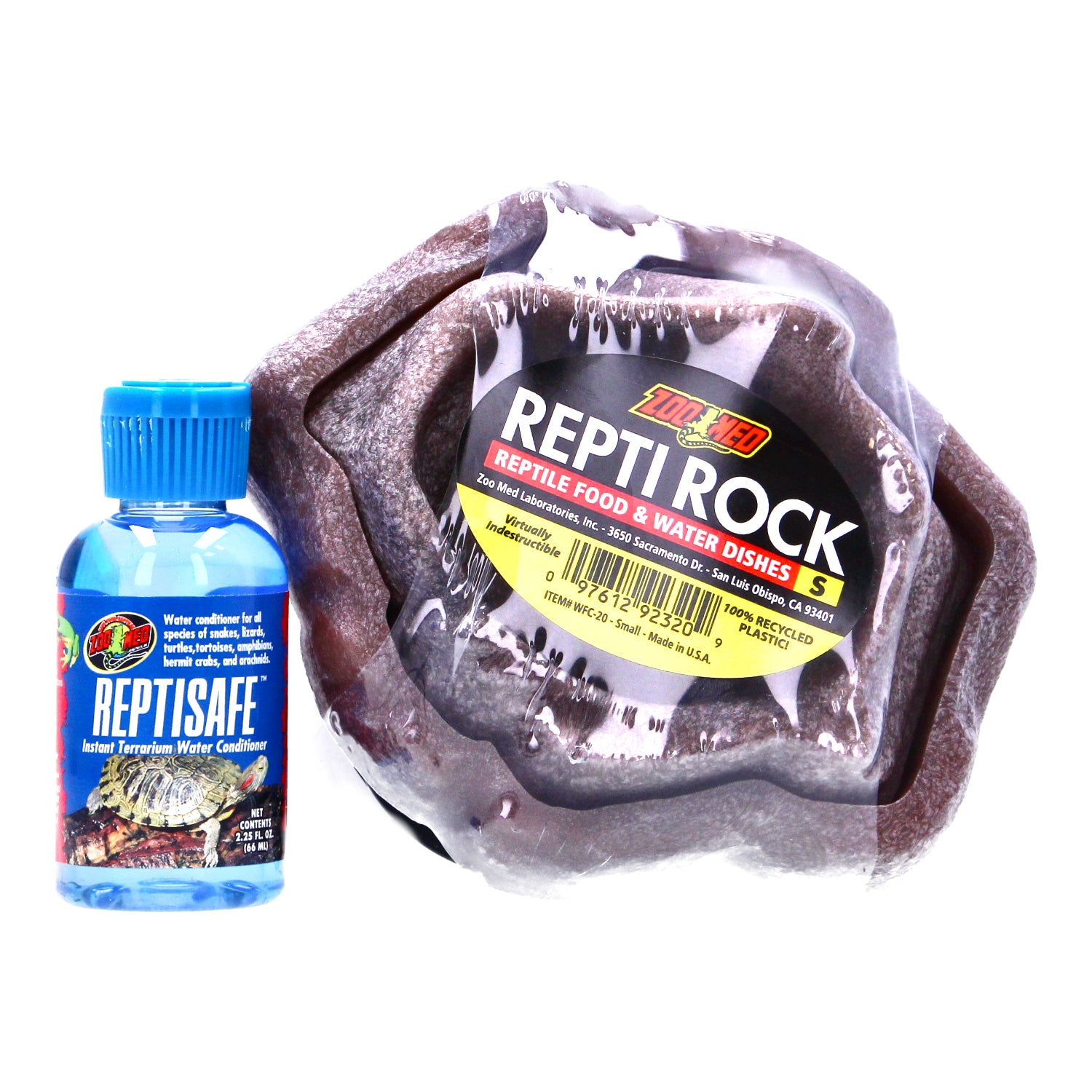 Repti Rock Food Dish + Reptisafe Water Conditioner Kit