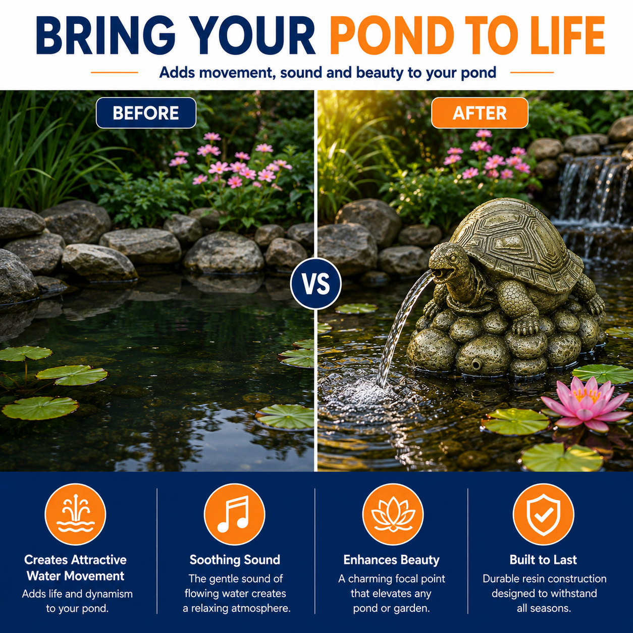 Bermuda Spitter Pond Ornaments Tortoise Water Feature Ornament