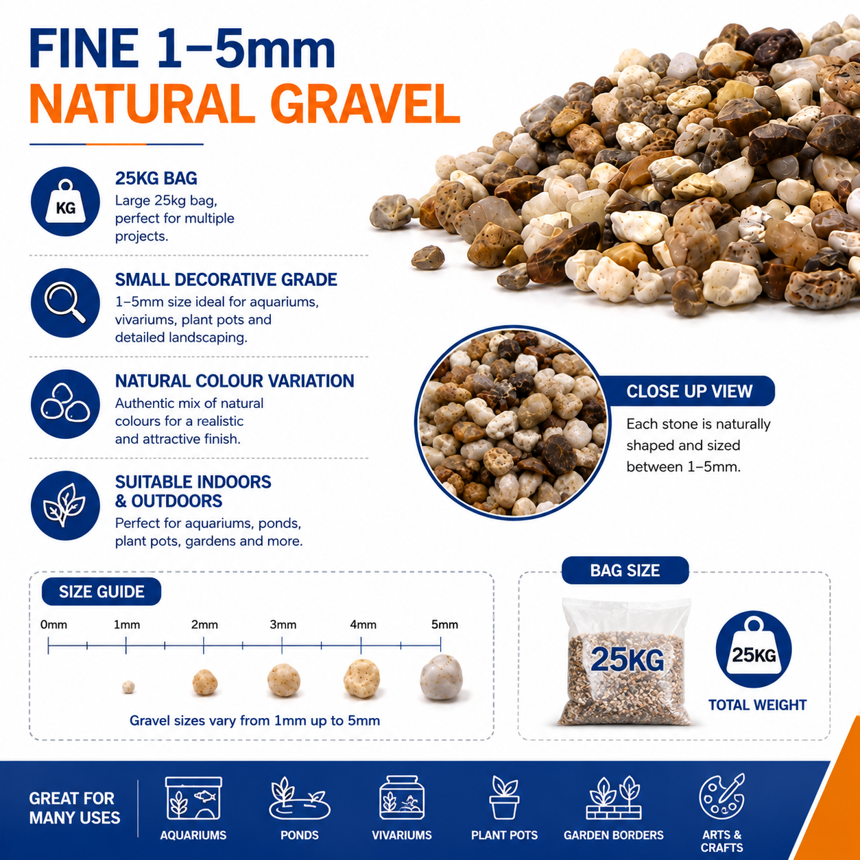 Aquacadabra 25Kg Multi-Purpose Natural Pea Gravel