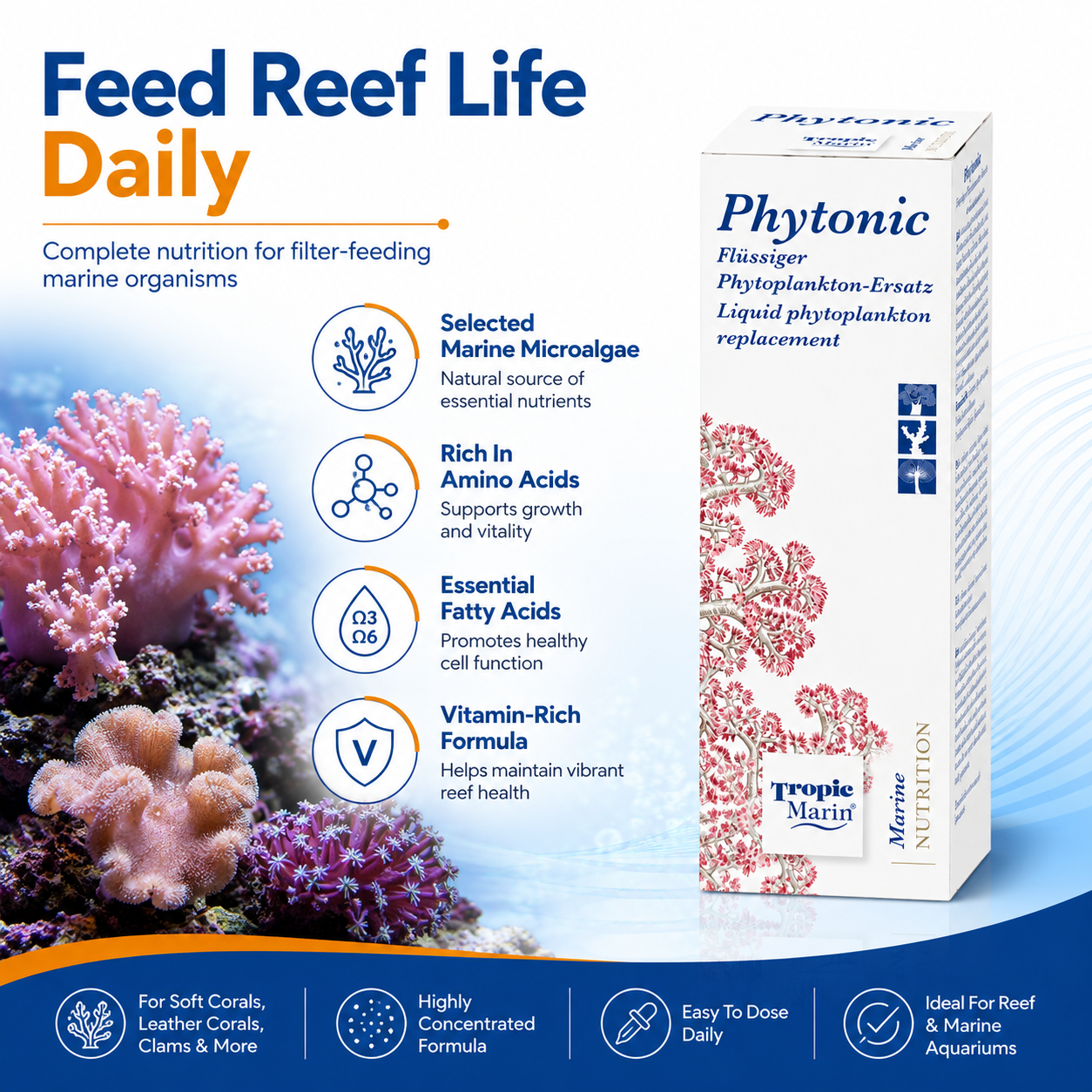 Tropic Marin Phytonic 50ml Coral Food for Soft Corals Clams Reef Tanks