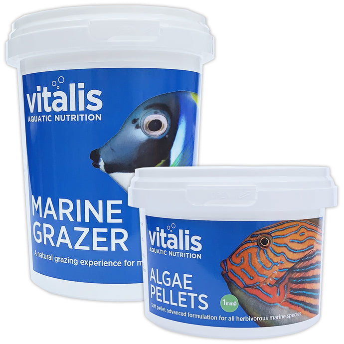 Vitalis Algae Pellets XS 140g & Marine Grazer Mini 240g Twin Pack 