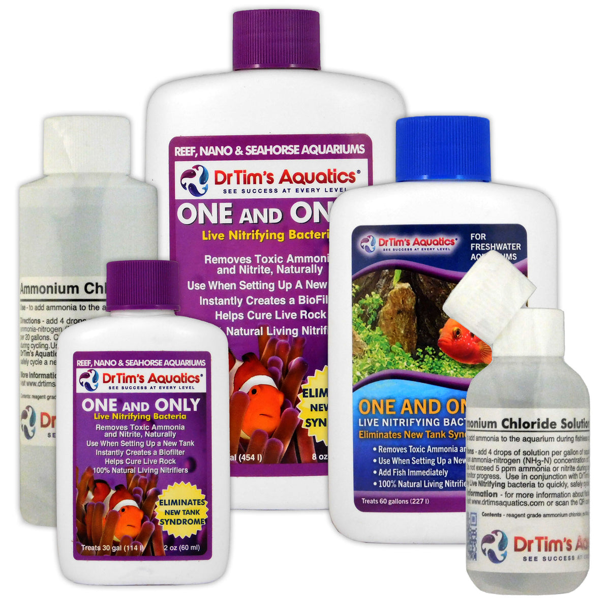 Dr Tim's One & Only Aquarium Cycling Kit Live Bacteria & Ammonium Chloride