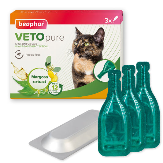 Beaphar VETOpure Flea Spot On for Cats 12 Weeks, 3 Pipettes