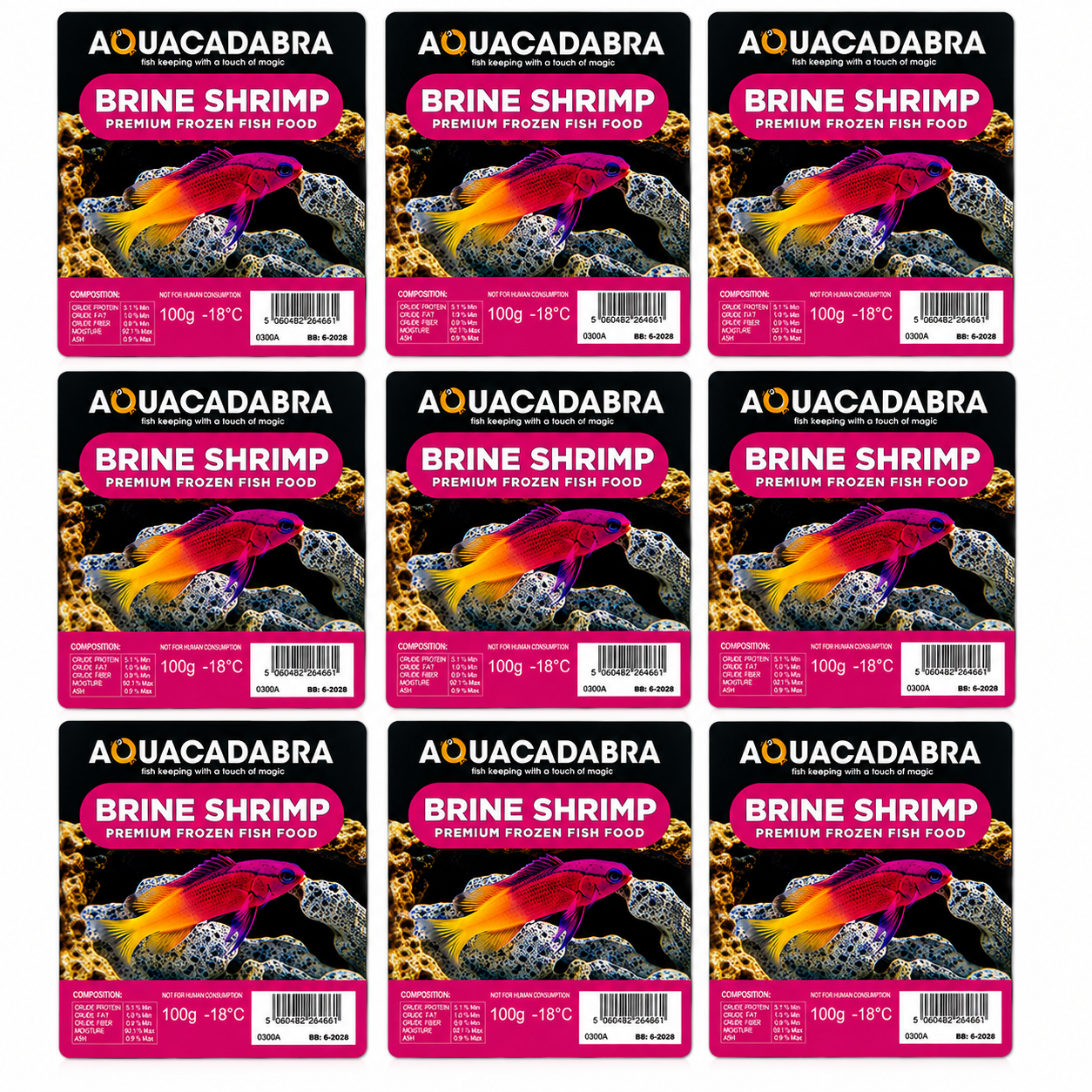 Aquacadabra Frozen Brine Shrimp 100g Fish Food Tropical Marine 5-40 Packs