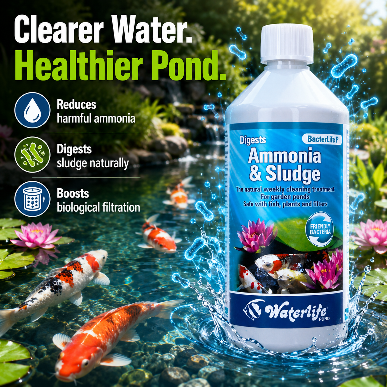 Waterlife BacterLife P Pond Bacteria Reducer (250ml/500ml/1L)