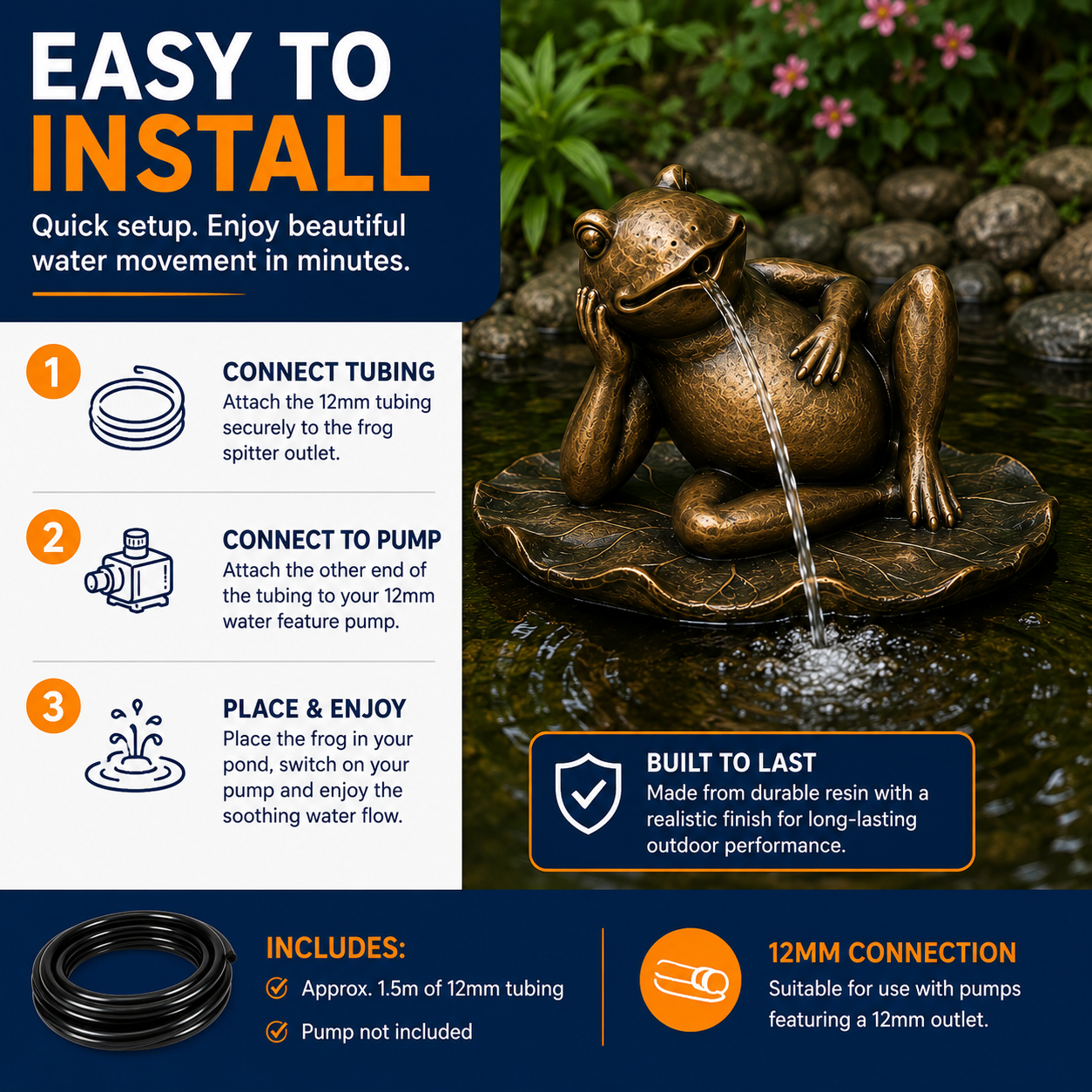 Bermuda Spitter Pond Ornaments Frog Water Feature Ornament Decor
