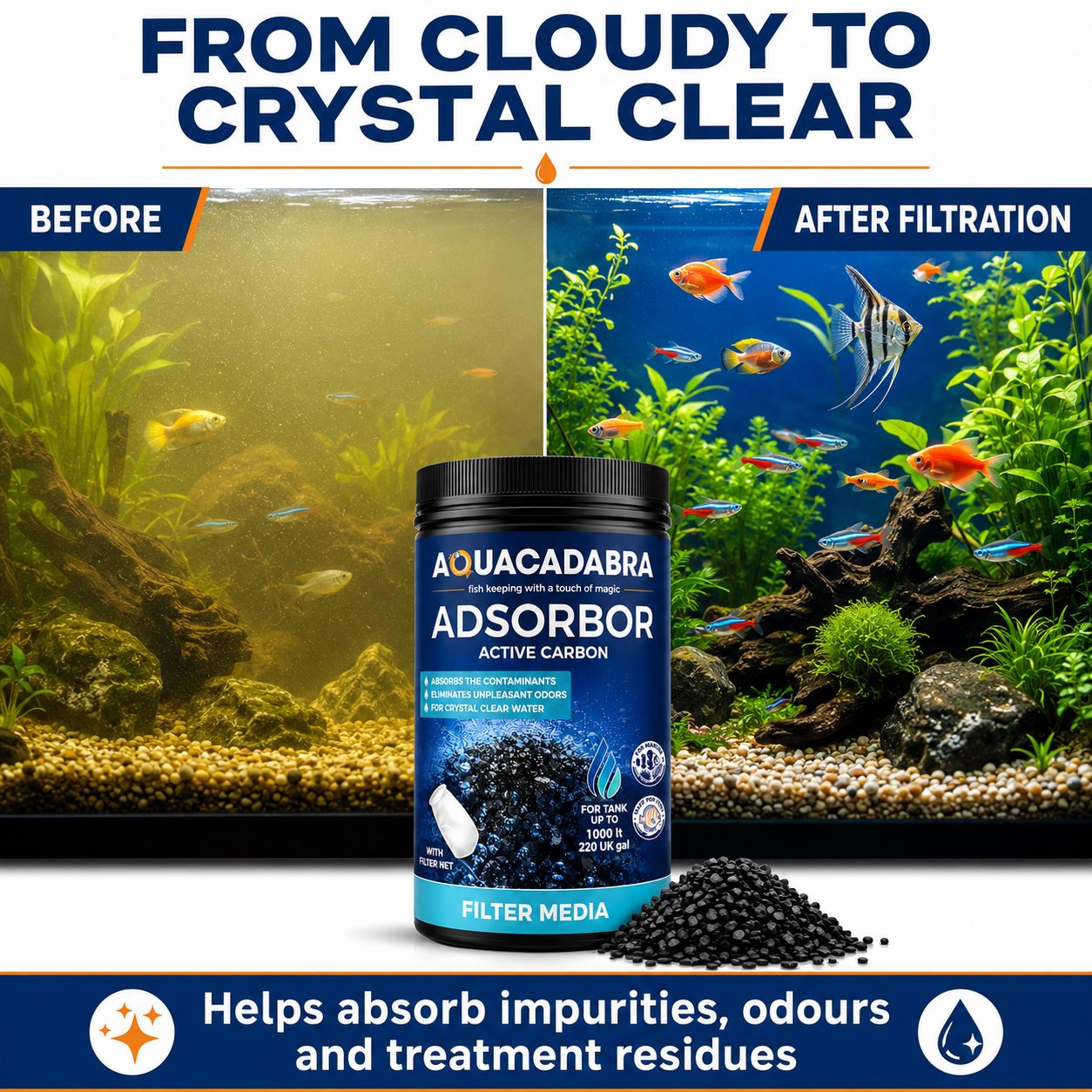 Aquacadabra Activated Carbon Charcoal Aquarium Filter Media Freshwater Marine