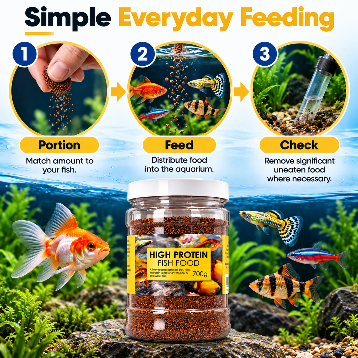 High Protein Fish Food Tropical & Coldwater Aquarium Fish Fine Grade 300g 700g
