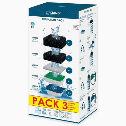 Ciano 3 Month Aquarium Filtration Pack S M L XL Filter Media Bio Bact Foam