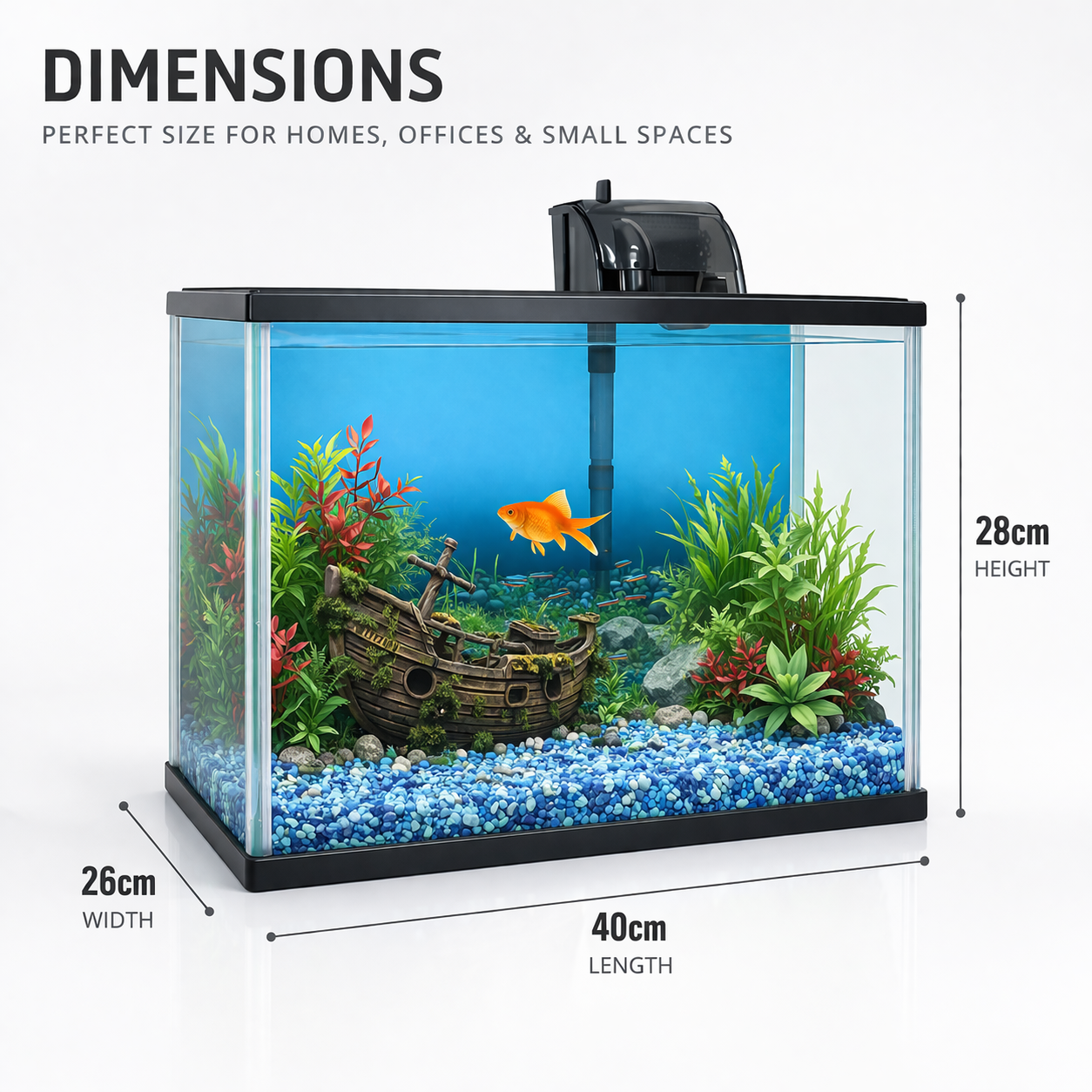 Aqua One Splish & Splash 28L Starter Aquarium Kit – Complete Beginner Fish Tank 