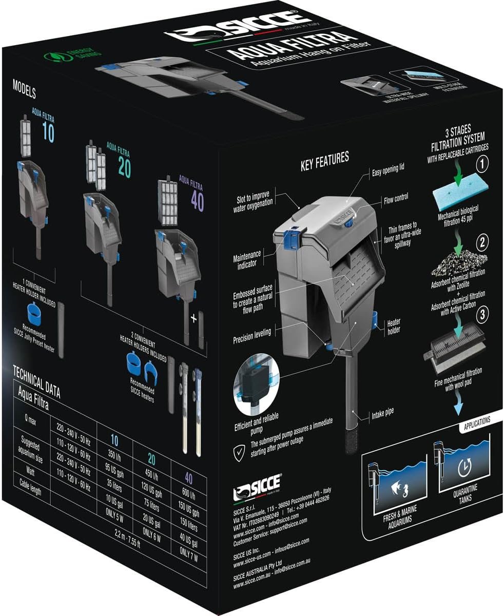 SICCE Aqua Filtra Hang-On Aquarium Filters