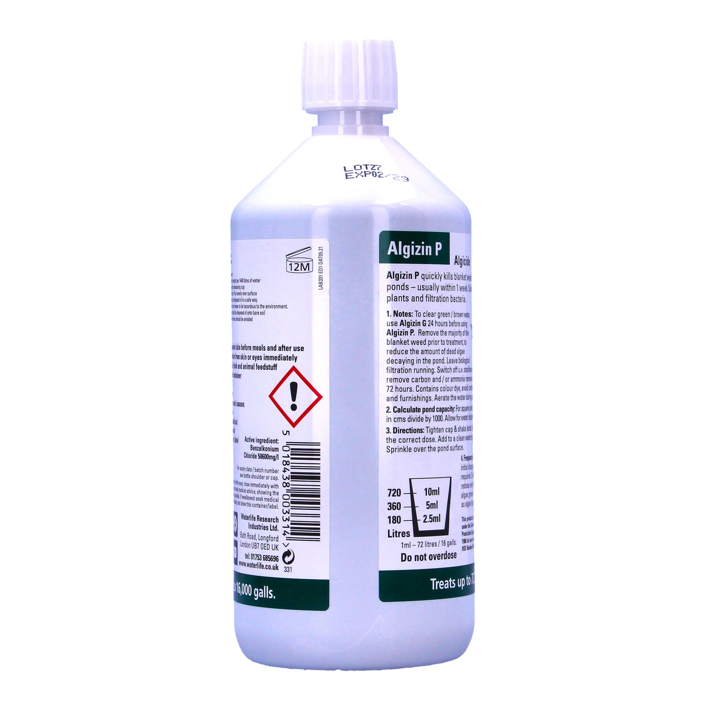 Waterlife Algizin P Pond Blanketweed Control Treatment Green String Thread Algae