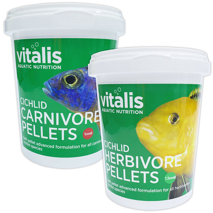 Vitalis Cichlid Herbivore & Carnivore Pellets (1mm) 260g Twin Pack