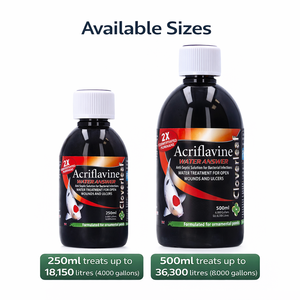 Cloverleaf Acriflavine Water Answer Pond Fish Treatment Koi 250ml 500ml